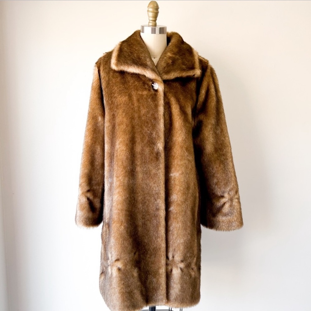Alpine Studio • Faux Fur Mid Length Coat • 8